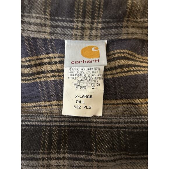 Carhartt Plaid Heavyweight Flannel Work Shirt Mens Size XL Tall.Rugged-Button up - Picture 9 of 13